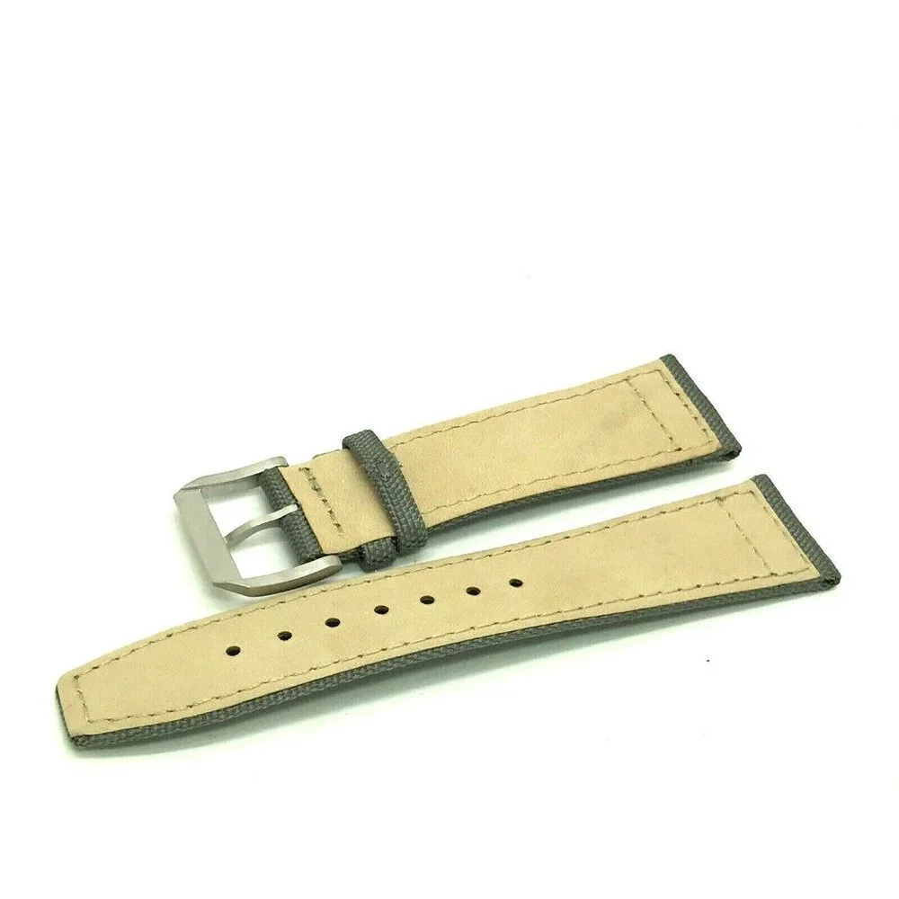 Men's Watch Band Replacement Gray Canvas Leather Strap Diver 22mm Lug 7.…